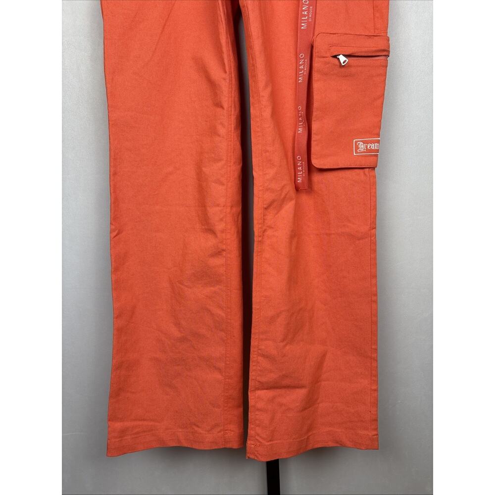 NEW Milano Di Rouge Nira Cargo Pant Women's Large Orange Stretch Logo Streetwear - Picture 3 of 10